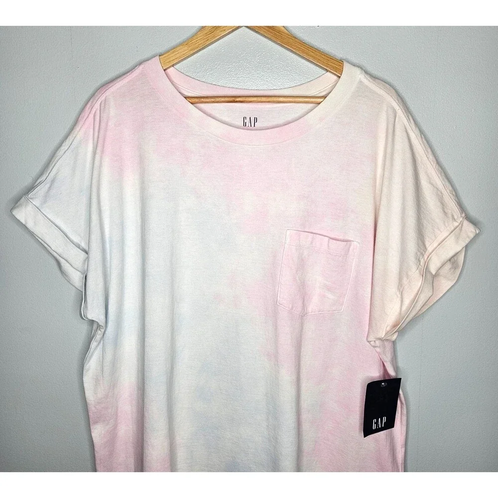 GAP Women's T-Shirt Dress XL Tie-Dye Cotton Jersey Short Sleeve Casual Pullover - Picture 2 of 8
